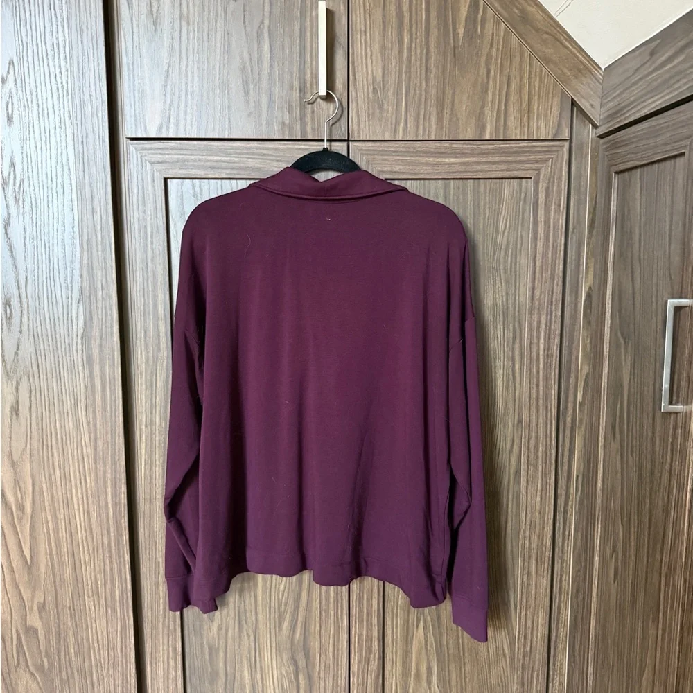 Lou & Grey soft polo neck top burgundy - Picture 2 of 2